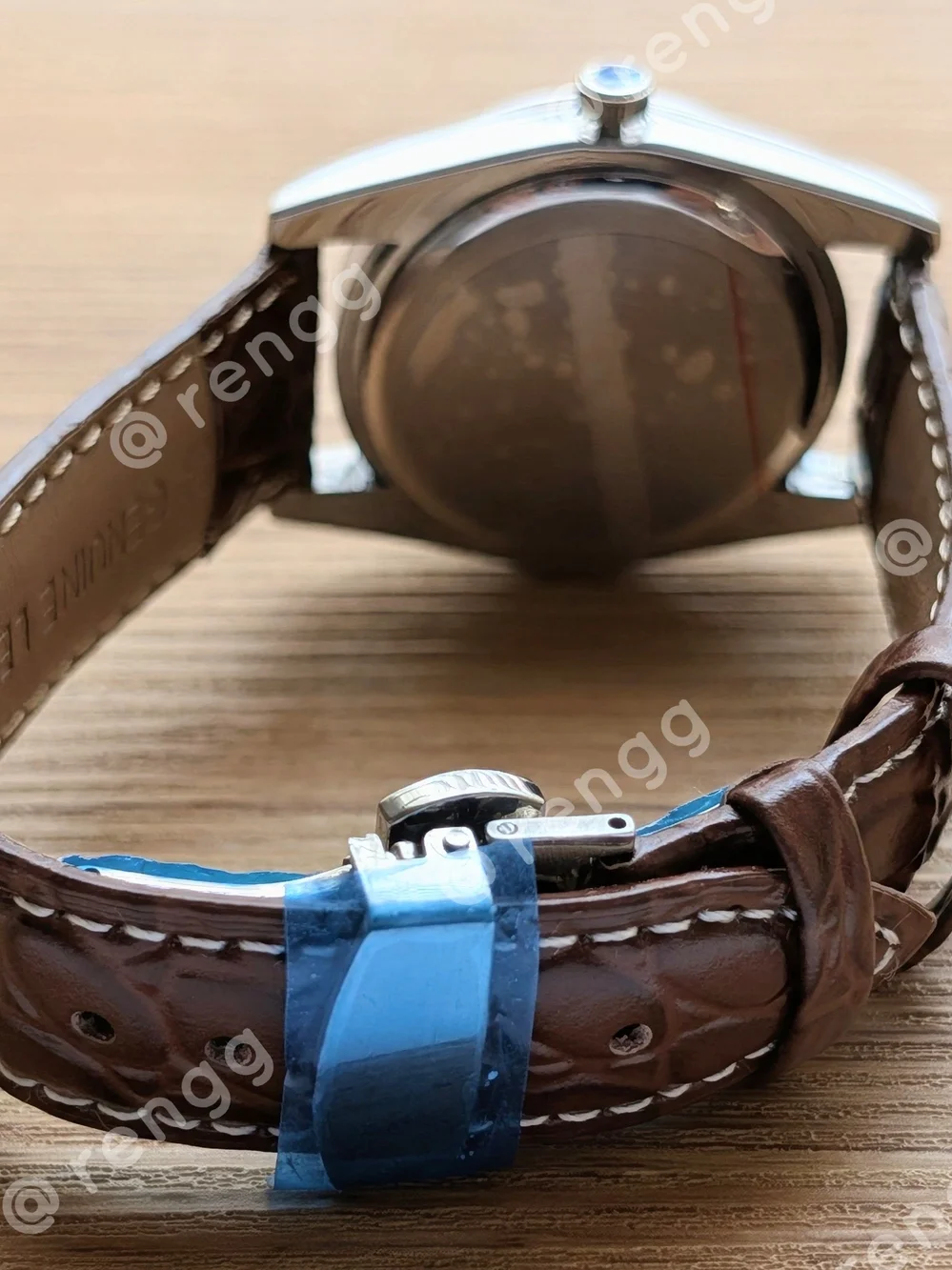 37mm Seiko Blue Dial Brown Leather Strap Mens Mod Dress Watch